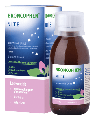 BRONCOPHEN NITE SUUKAUDne LAHUS 187.5MG+136.4MG+150MG 15ML 120ML N1
