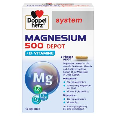 DOPPELHERZ MAGNEESIUM 500 DEPOT + VITAMIIN B TBL N30