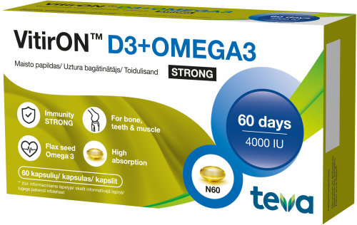 VITIRON D3+OMEGA3 STRONG KAPSLID 4000IU N60