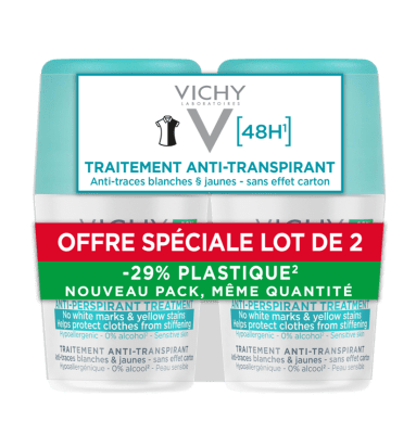 VICHY ANTIPERSPIRANT ROLL-ON 48H ANTITRACE 2X50ML