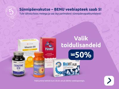 Valik toidulisandeid kuni  50%