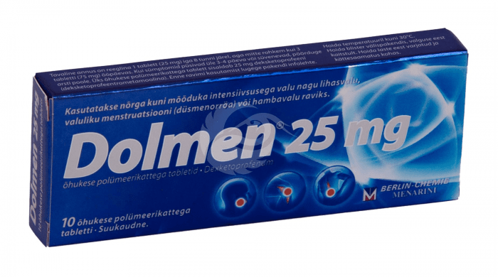 DOLMEN ÕHUKE POLÜMEERKATTEGA TBL 25MG N10