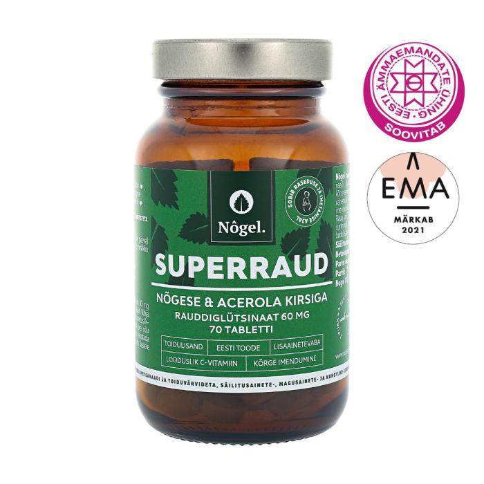 NÕGEL SUPERRAUD TBL 60MG NÕGESE/ACEROLA KIRSIGA N70