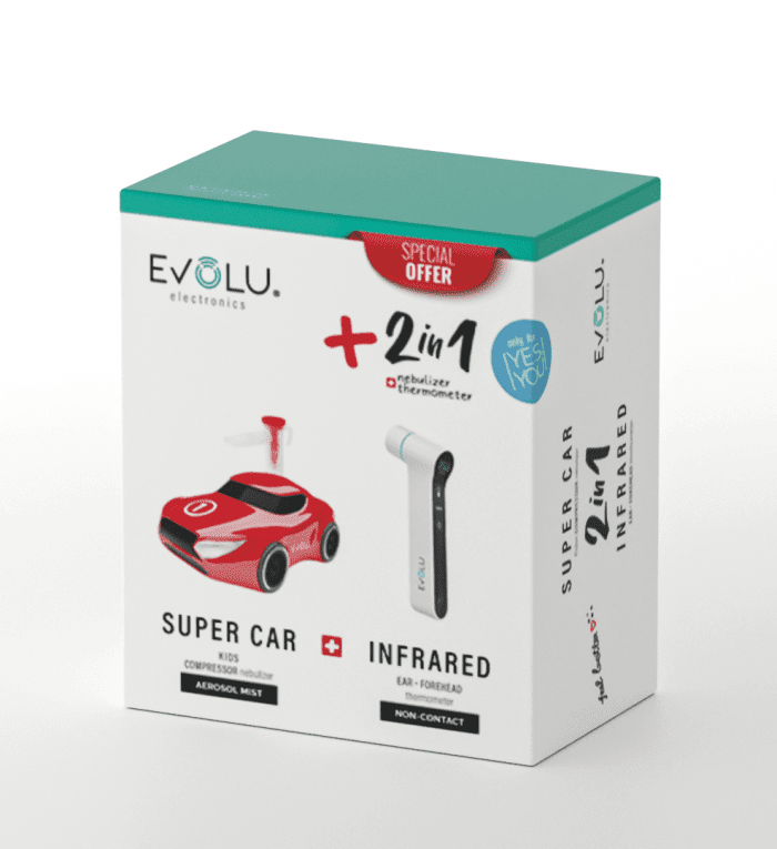 EVOLU INHALAATOR SUPER CAR + KONTAKTIVABA TERMOMEETER
