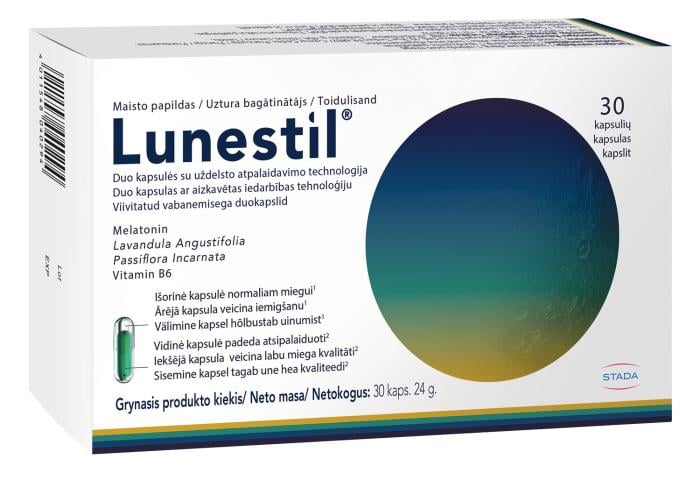 LUNESTIL DUOCAPS LAVENDLIÕLI + MELATONIIN+ VITAMIIN B6 KAPSLID N30