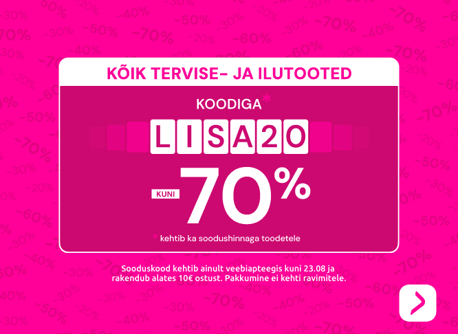 Kõik tervise-ja ilutooted koodiga LISA20 kuni -70%